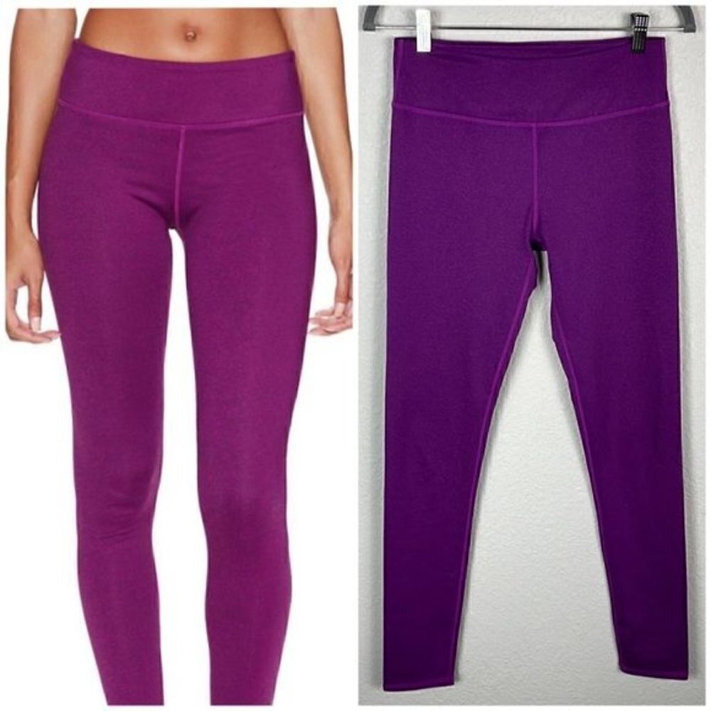 Fabletics Salar Printed PowerHold Leggings Heathered Purple Full Length 29”